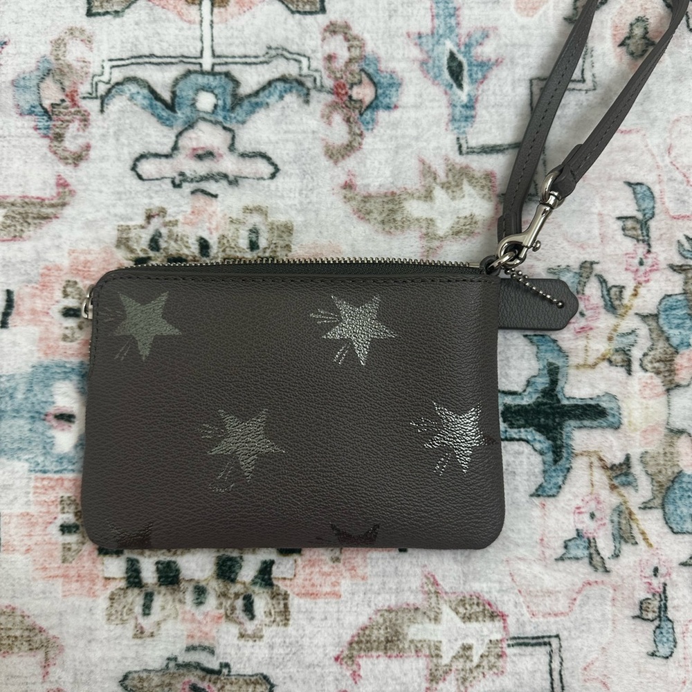 Coach Gray And Silver Star-Patterned Wristlet - image 5